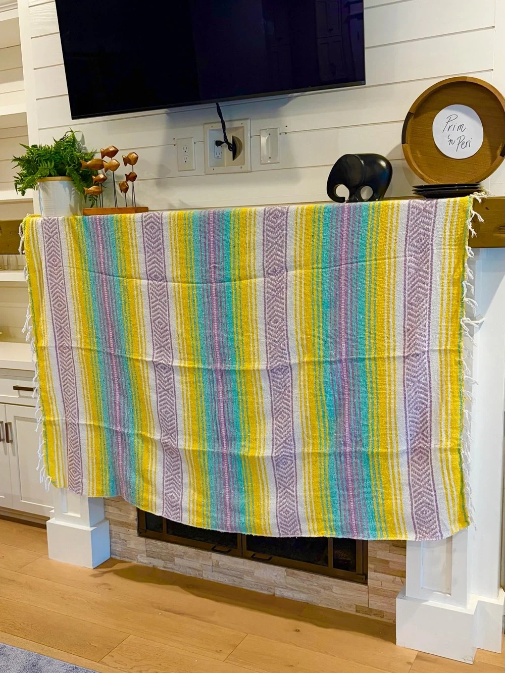 Mexican Falsa Blanket – Woven Striped Serape Throw with Fringe